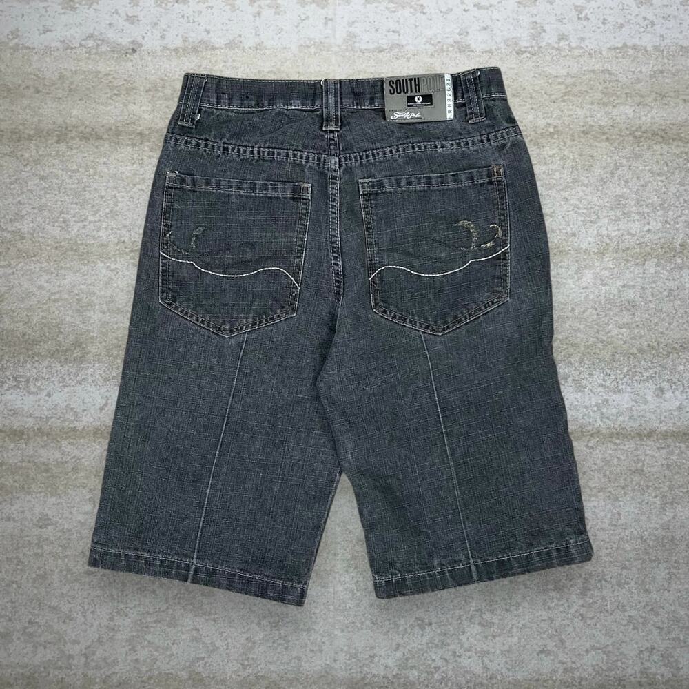 Vintage Y2K Southpole Skater Jean Shorts Youth 16 Baggy Wide Leg Black Wash